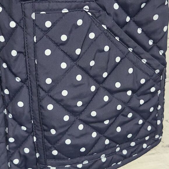 J.Crew Girls 4/5 Crewcuts Navy Blue Polka dot Quilted Insulated Sleeveless Vest - Picture 6 of 8